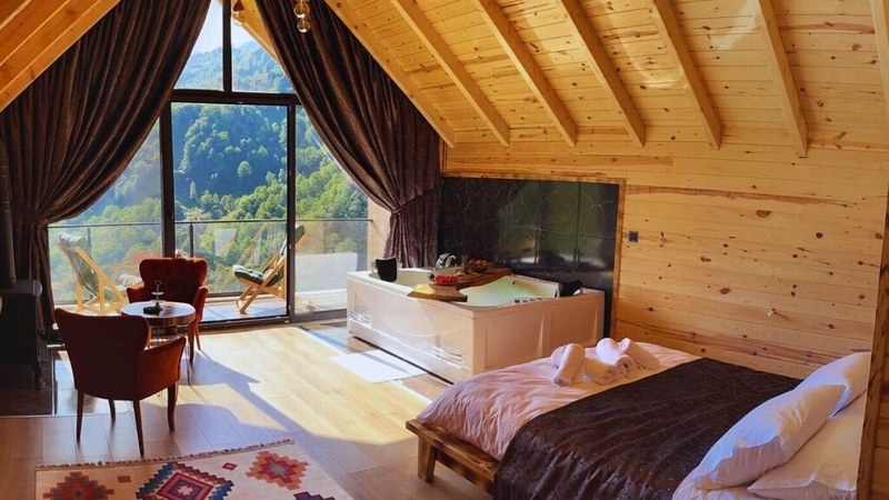 102 Vadi Manzaralı Jakuzili Kuzineli Balkonlu Bungalov